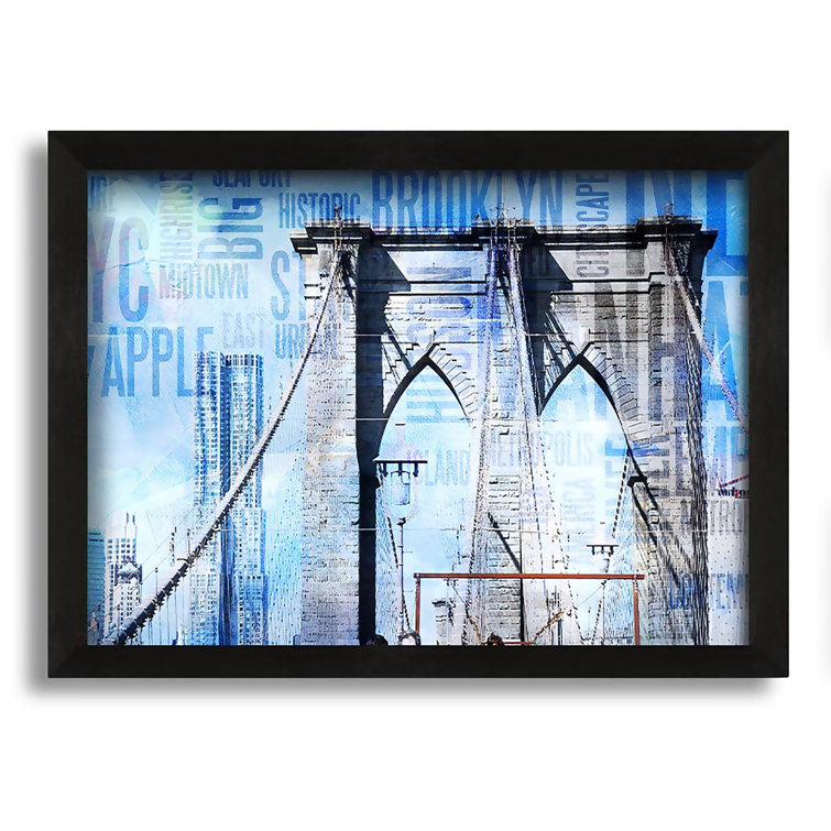 Latitude Run Nyc Brooklyn Bridge Picture Frame Painting on Canvas